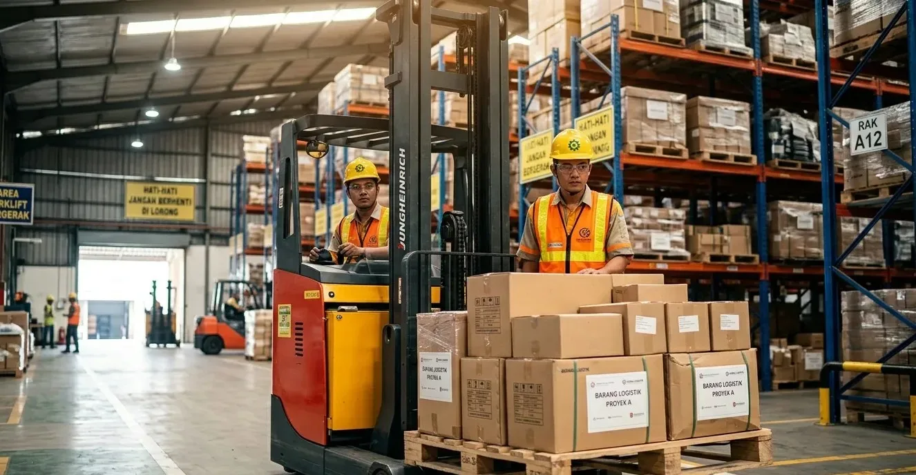 Aktivitas gudang logistik pengiriman lakban Harmony wilayah Jawa Tengah dan Jawa Timur